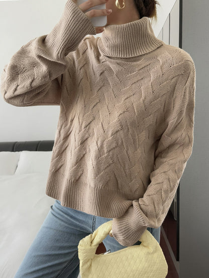 Women Clothing Autumn Winter Casual Solid Color Wool Long Sleeve Sweaters