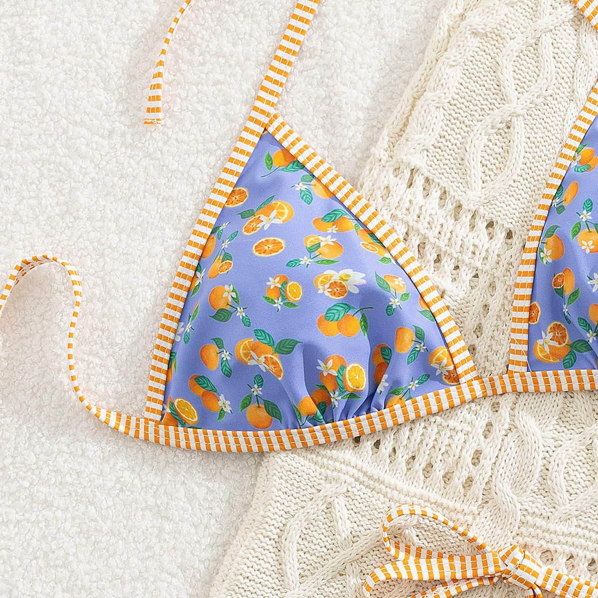 Women Bikini Fruit Lace up Two Piece Sexy Bikini Swimsuit