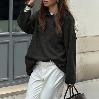Casual Minimalist Long Sleeve Hooded Sweater Woolen