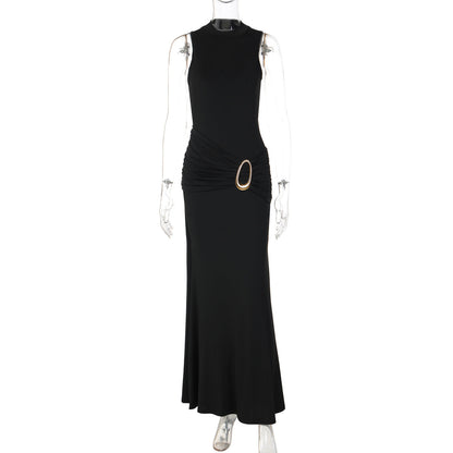 Women Clothing High Waist Twisted Sexy Backless Sheath Dress
