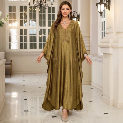 Gold Vacation Beach Coat Maxi Dress Women Loose Maxi Dress Swimsuit Blouse Sun Protective Clothing
