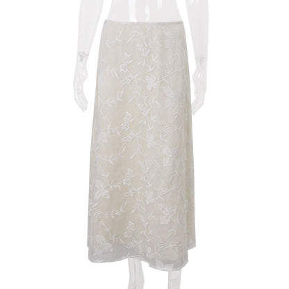 Women Clothing Summer Sexy Low Waist Crocheted Floral Slim Skirt