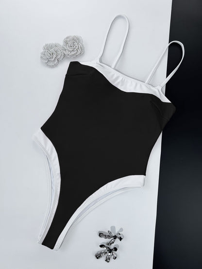 Ladies One Piece Contrast Color One Piece Bikini Swimsuit