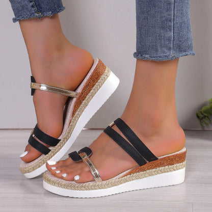 Women Sandals Summer Flat Wedge Peep Toe Casual Women Sandals
