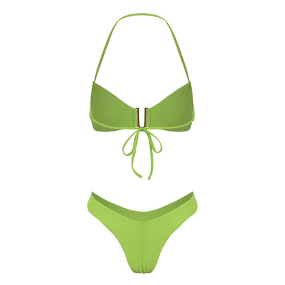Fresh Solid Color High Slit Low Waist Bikini Sexy Split Swimsuit Women Bikini