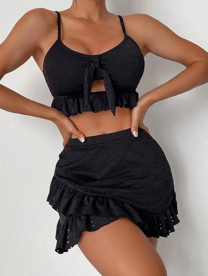 Summer Beach Skirt Bikini Three Piece Set Swimsuit Conservative Swimsuit Women