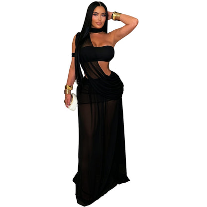Women Wear Sexy Mesh See through Slim Fit Sheath Dress