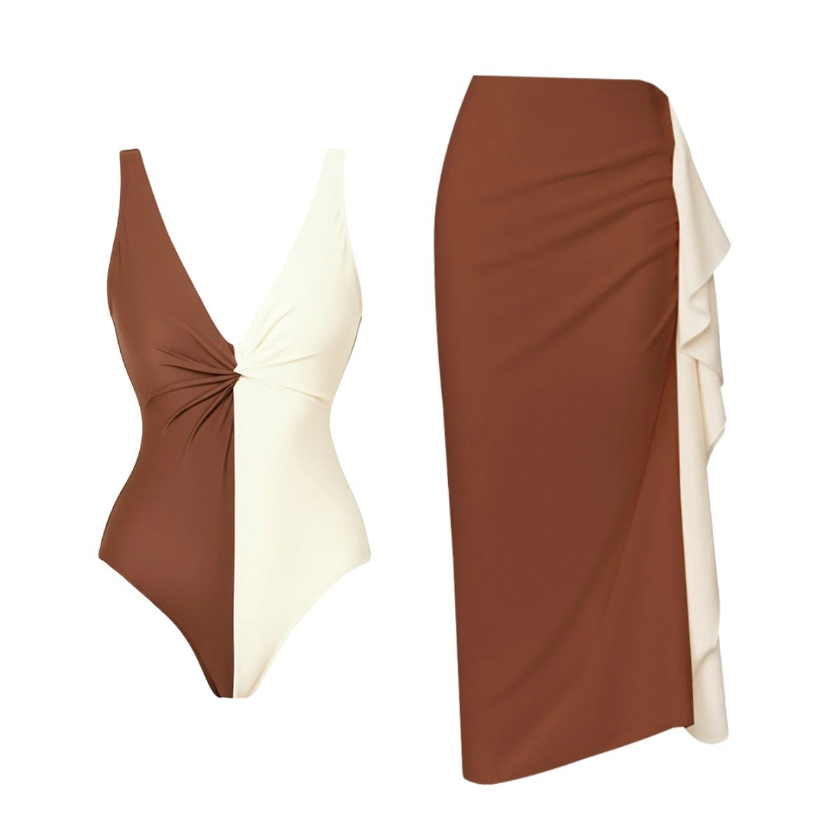 Women Bikini Color Matching Simple High Sense Split Swimsuit Sets