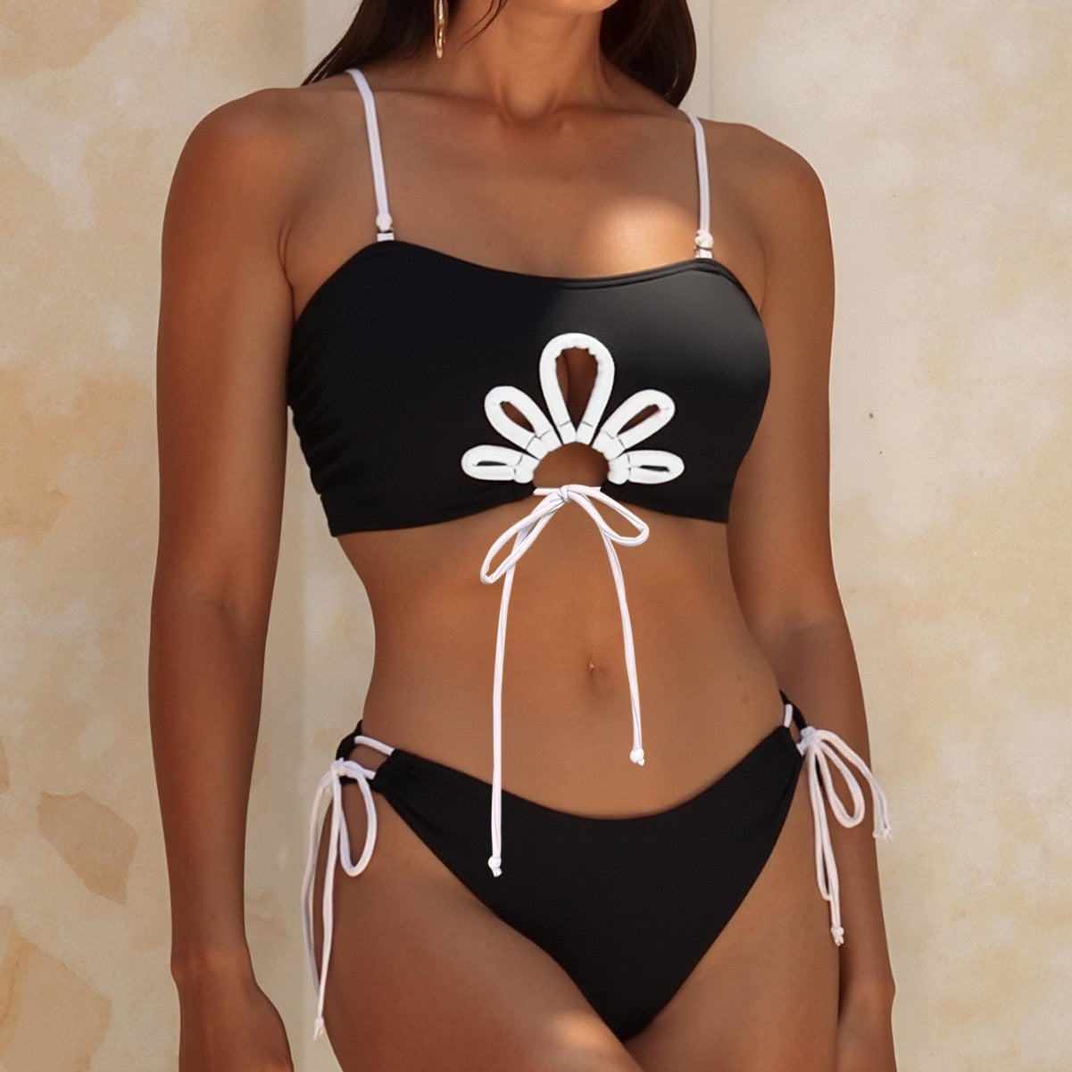 Bikini Color Matching Detachable Shoulder Strap Design Sexy Bikini Split Swimsuit