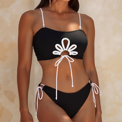 Bikini Color Matching Detachable Shoulder Strap Design Sexy Bikini Split Swimsuit