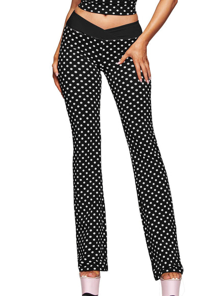 Halter Polka Dot Vest Pants Bell Bottom Pants Backless Bra Fitness Clothes Sportswear Yoga Set