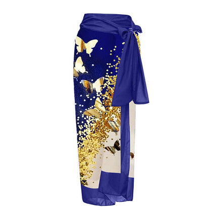 Sexy Siamese Conservative Cover Belly Thin Swimsuit Spring Bathing Suit Women Chiffon Beach Dress