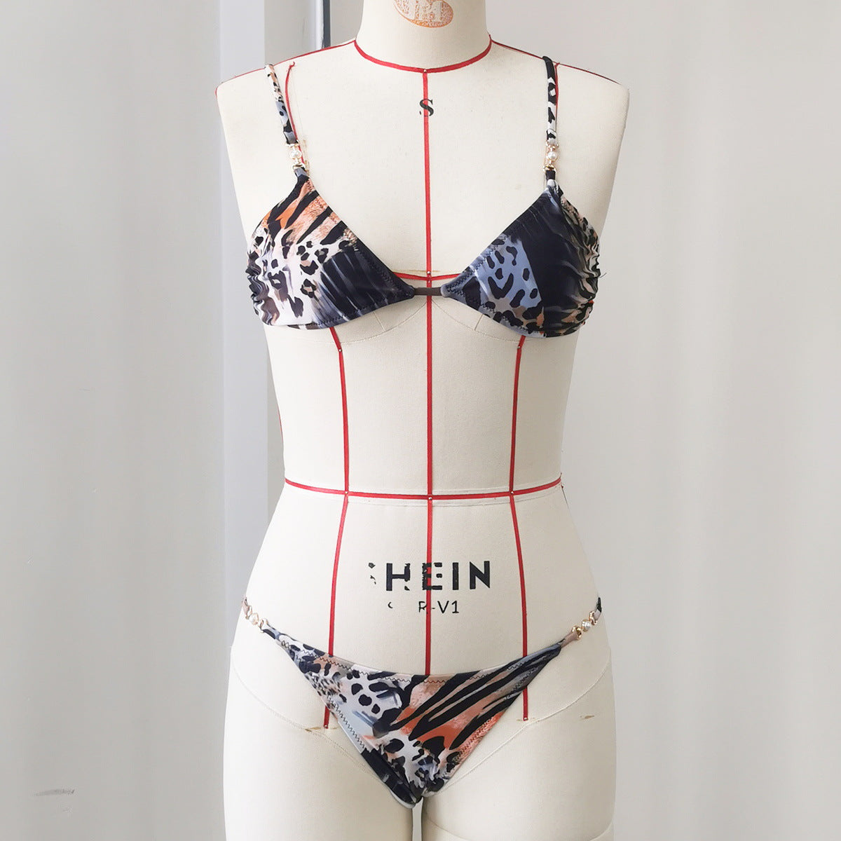 Three Point Low Waist Bikini Sexy Backless Print Split Swimsuit Women