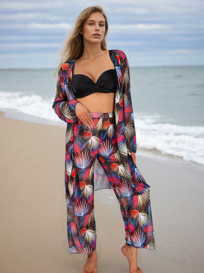 Four Piece Set Women Swimsuit Long Sleeve Blouse Sun Protective Pants Bikini