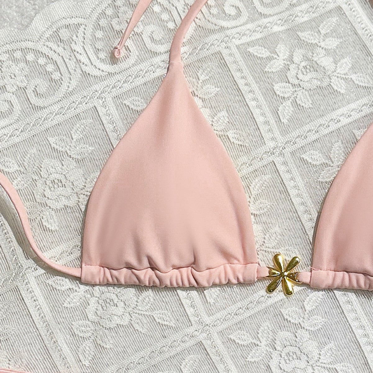 Sexy Exposed Back Women Summer Beach Solid Color Bikini