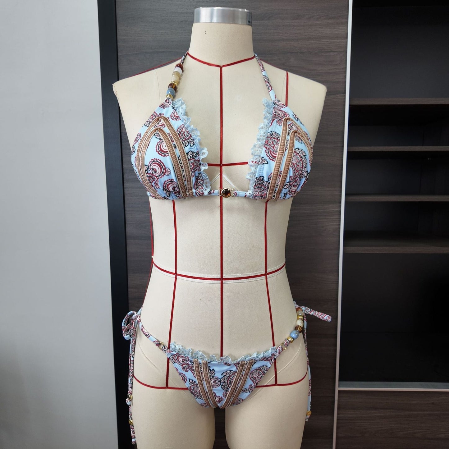 Arrival Printed Split Swimsuit Women Sexy Stitching Lace Banded Bikini