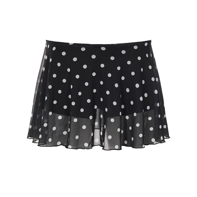 Women Clothing Summer Dot Mesh Sweet Spicy See through Sexy Skirt
