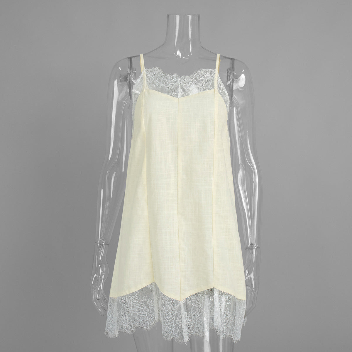 Lace Stitching Cami Dress Summer Lazy Lace Lace Spaghetti Strap Dress