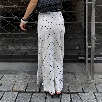 Women Clothing Summer Elegant Satin Polka Dot Fishtail Skirt