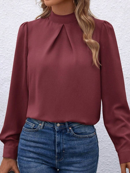 Women Clothing Spring Summer Long Sleeve Satin Top Shirt