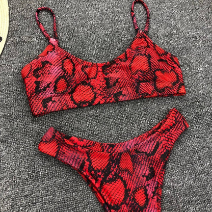Women Seperated Swimwear Sexy Leopard Print Bikini Push up