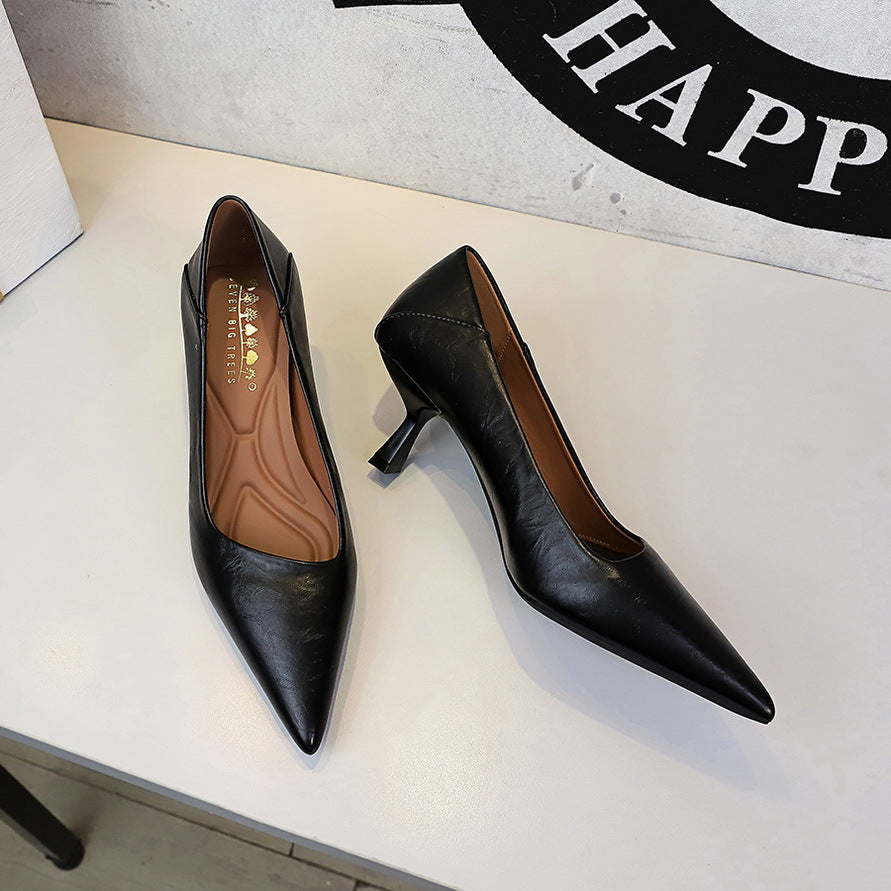 French Work Comfortable All Match Office Work Pointed High Heels Women Stiletto Heel Non Wear Feet Classy Shoes