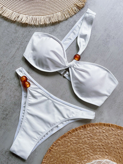 Popular Colors Solid Color Bikini Sexy Backless Split Swimsuit Nylon Bikini