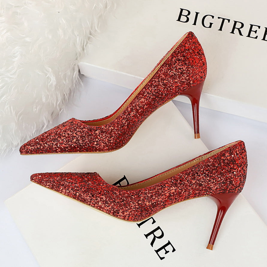 Sexy Nightclubs Thinner High Heels Women Shoes Stiletto Heel Sparkle Sequ Pumps
