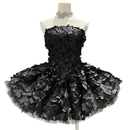 Spring Elegant Elegant Sweet Tube Top Floral Dress Waist Slimming Heavy Work Dress Women