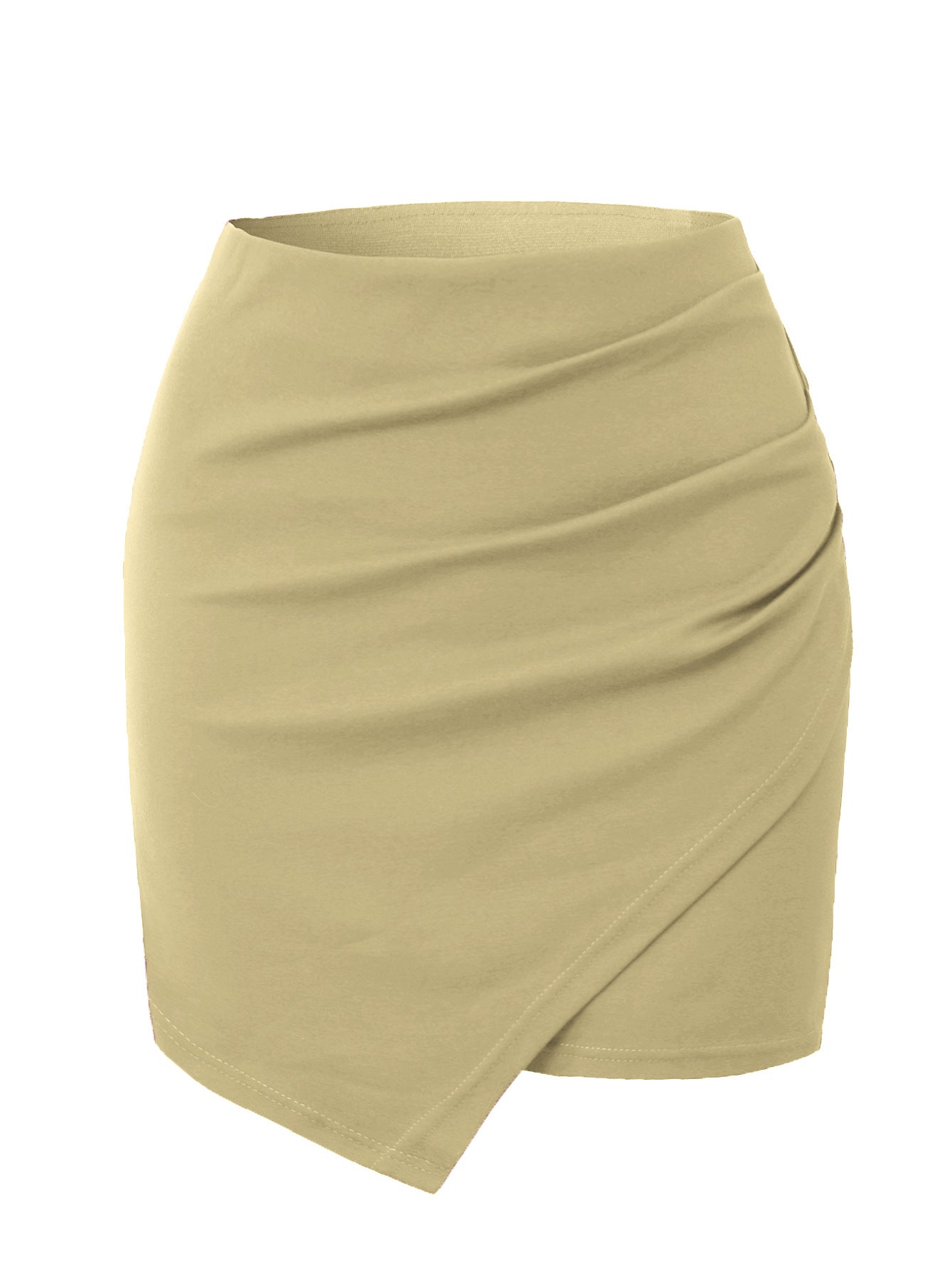 Women Clothing Irregular Asymmetric Heap Pleated Skirt High Waist Elastic Twisted Hip Skirt