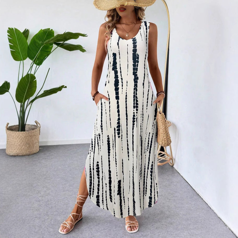 Summer Printed Sleeveless Slim Fit Slim Fit Sleeveless Dress