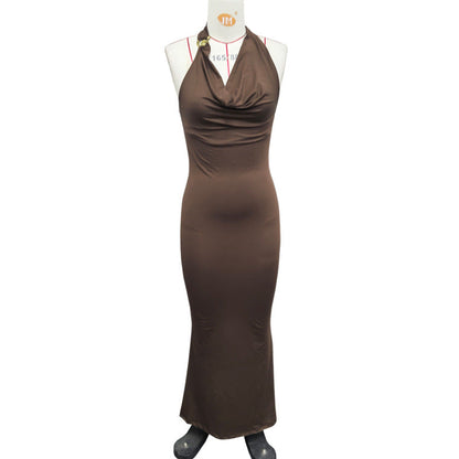 V neck Elegant Halter Dress Women Summer High Grade Sexy Sheath Dress