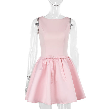 Fall Type Hip Dress Classic Sexy Slim Sleeveless Bow Dress