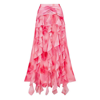 Printed One Piece Swimsuit Women Vacation Beach Tassel Skirt Sets