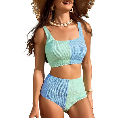 Swimwear Women Split Solid Color Sexy High Waist Bikini Swimsuit