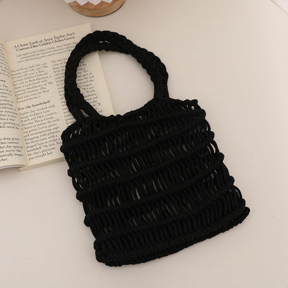 Fresh Hollow Out Cutout Cotton Thread Woven Bag Summer Idle Mesh Straw Bag Women Bag Seaside Vacation Beach Bag