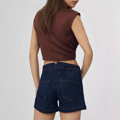 Classic Women Summer Loose Shorts Outdoor Slim Denim Shorts