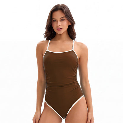 Sexy Solid Color Swimsuit Women Siamese Triangle Racing Beauty Back Swimsuit