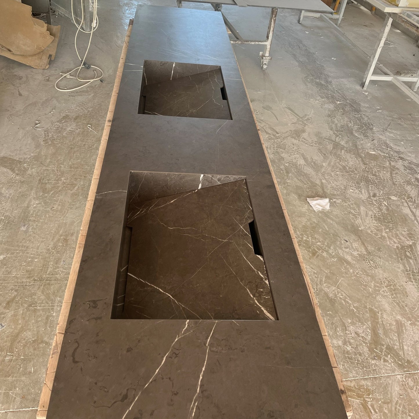 Engineered Porcelain Pietra Grey Handcrafted Wall Double Sink