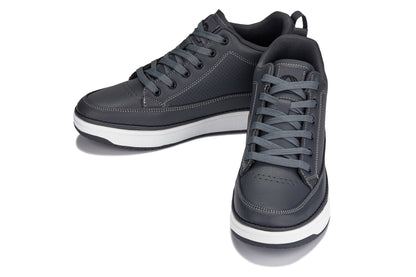CALTO - Q273  - 2 Inches Taller (Cement Grey) -Elevated Leatherette Micro-Perforated Sneakers