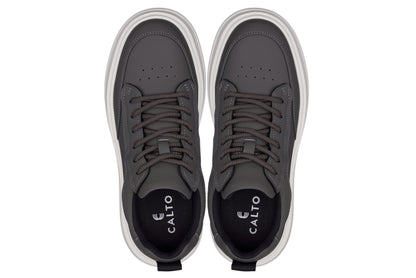 CALTO - Q432 - 2.6 Inches Taller Lightweight (Grey/White Sole) - Chunky Sole Sneakers