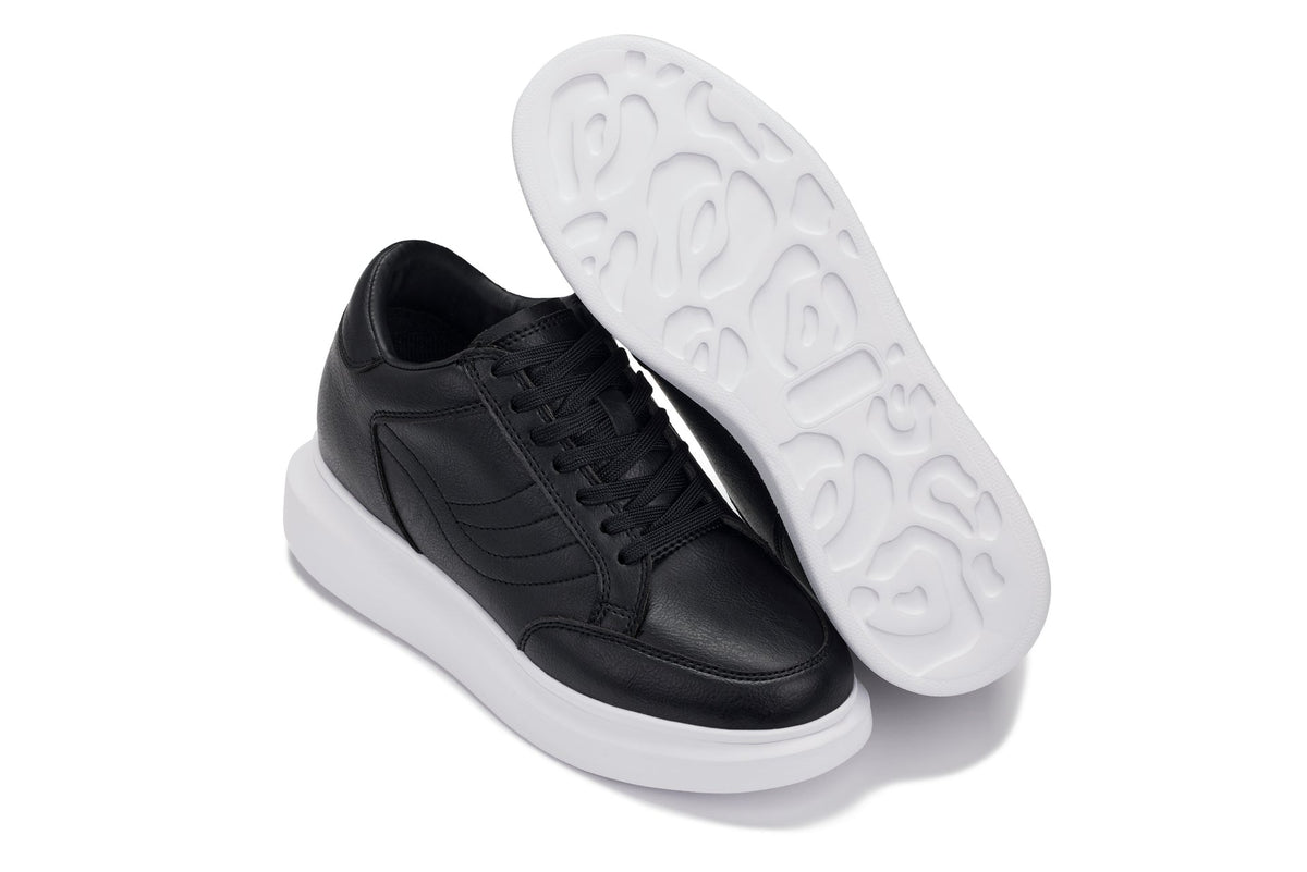 CALTO - Q510 - 2.6 Inches Taller Lightweight (Black/White Sole) - Chunky Sole Sneakers