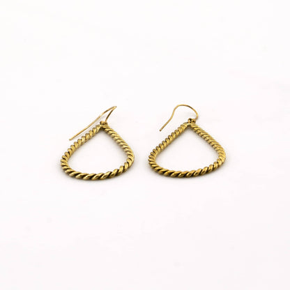 Twisted Brass Hoop Earrings for Women | Rosa