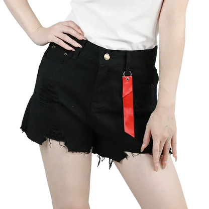3pcs Women's High Waist Denim Shorts 2025 Summer Black Blue White Hot Pants Ripped Jeans Shorts Woman Short Trousers Streetwear