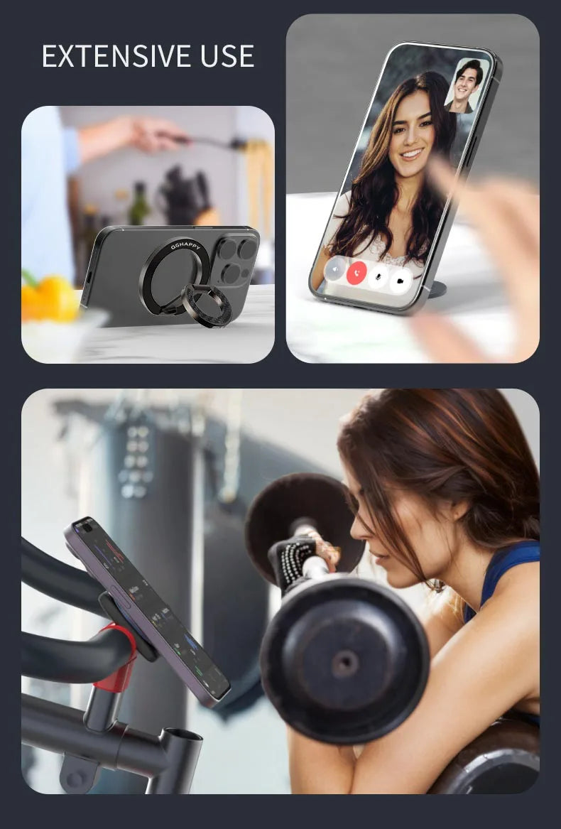 For Double-Sided Magnetic Phone Ring Holder for MagSafe Kickstand Magnet Grip for iPhone 16 15 14 For Huawei Xiaomi Stand Holder