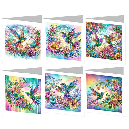 6Pcs DIY Diamond Painting Animal Flower Greeting Card Rinestone Embroidery Arts Craft Cards Kit Birthday Gift for Friend Gift