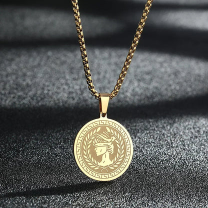 Mens Ancient Greek God Spartan Warrior Pendant Gladiator Necklace Women Mythology Spartan Helmet Charm Neck Chain Amulet Jewelry