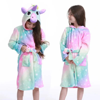 Children Bath Robes Flannel Winter Kids Sleepwear Robe Infant Pijamas Nightgown For Boys Girls Pajamas 1-11 Years Baby Clothes