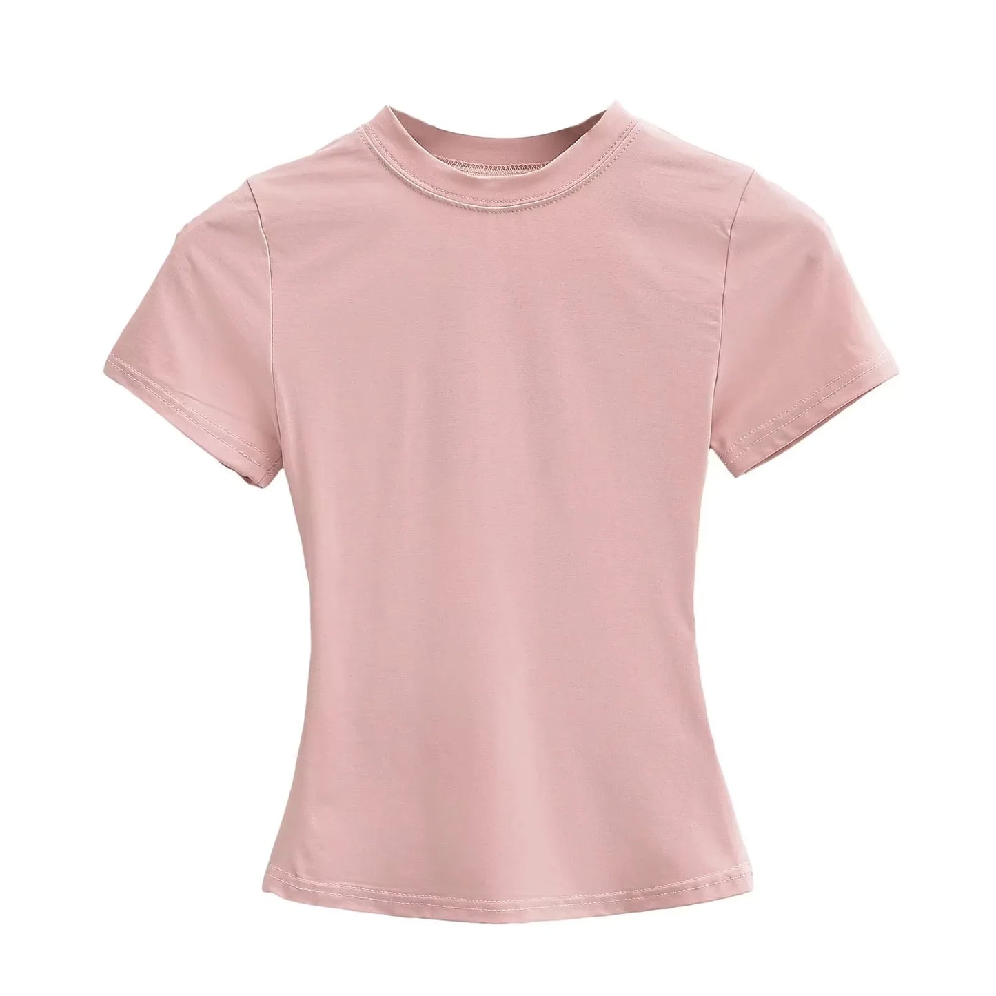 Slim Fit Solid Color Women's Casual T-shirt Short Sleeve Fashion Trend Y2K Top High Quality 2026 New Arrival