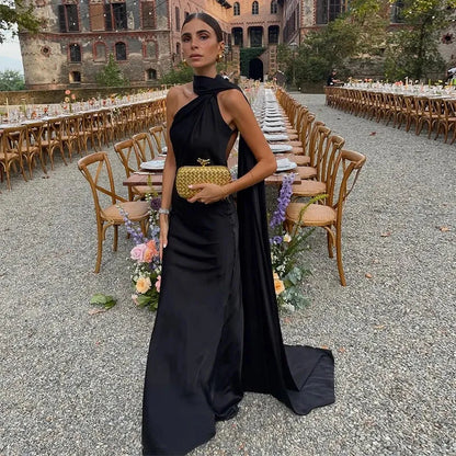 Backless Lace-Up Maxi Dress | Ribbon Sleeveless Evening Gown - Femstylo